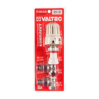 Комплект терморегулирующего оборудования для радиатора Valtec VT.045 угловой 1/2" (термостатическая головка, термостатический и запорный клапаны)