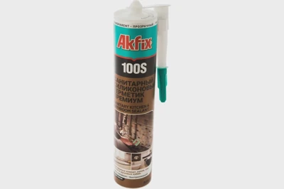 Санитарный герметик для кухни и ванной Akfix 100S, прозрачный, 280 мл