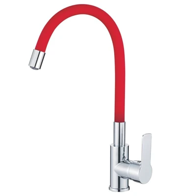Смеситель для мойки HAIBA HB70112-6 красный, гибкий излив 1/2