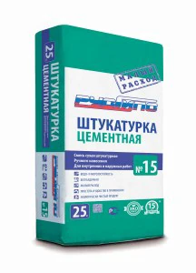 РУСГИПС Штукатурка цементная No 15, водо/морозостойкая, 25 кг
