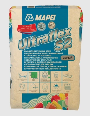 MAPEI ULTRAFLEX S2 Клей эластичный на цементной основе GREY, серый (25 кг)