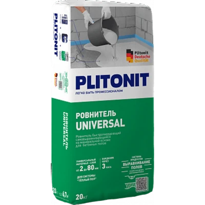 PLITONIT UNIVERSAL+ Ровнитель для бетонных полов, 20 кг