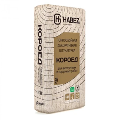 HABEZ Штукатурка декоративная "КОРОЕД", 2,5 мм, 25 кг, серая