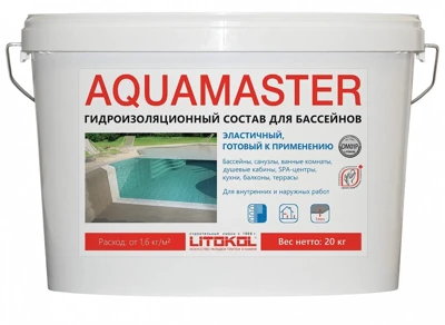 Мастика гидроизоляционная эластичная Aquamaster для бассейнов Litokol 20 кг