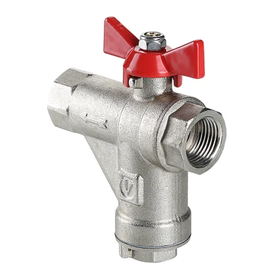 Кран шаровой Valtec со встроенным прямым фильтром, рукоятка бабочка 1/2", внутренняя-внутренняя резьба