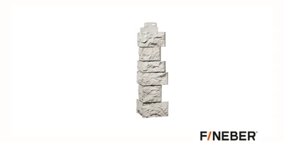 Профиль фасадный Fineber Standart Камень дикий Наружный угол Жемчужный