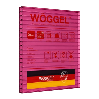 Сотовый поликарбонат WOGGEL Красный 4 мм (2,1*12 м)