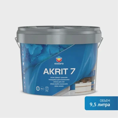 Моющаяся шелковоматовая краска для стен Eskaro Akrit 7 (База TR - прозрачная) 9,5 л