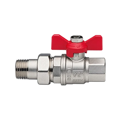 Кран шаровый REMER 1/2 с Американкой ручка-бабочка (бантик) усилен. RR364