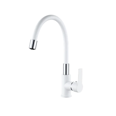 Смеситель для мойки HAIBA HB70113-8 белый, гибкий излив 1/2