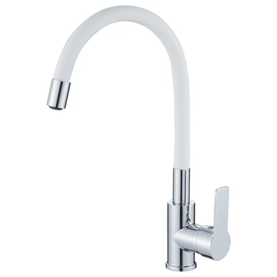 Смеситель для мойки HAIBA HB70112-8 белый, гибкий излив 1/2