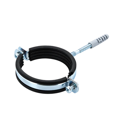 Хомут Sinikon 3" металический с резиной KM300.R с дюбелем