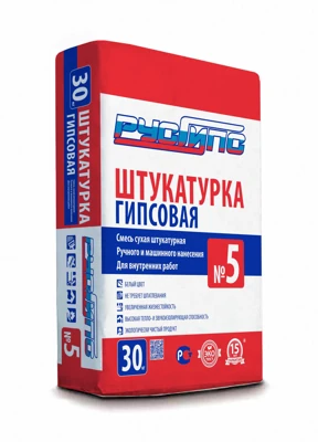 РУСГИПС Штукатурка гипсовая МН No 5, 30 кг