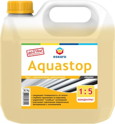 Грунт-влагоизолятор глубокого проникновения Eskaro Aquastop Stepler 3 л, концентрат 1:5