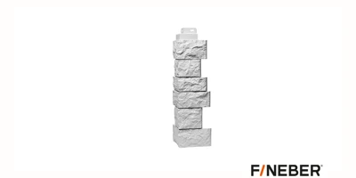 Профиль фасадный Fineber Standart Камень дикий Наружный угол Мелованный белый