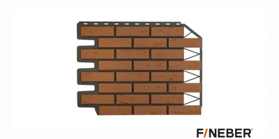 Фасадная панель Fineber Дачный Кирпич баварский Терракотовый