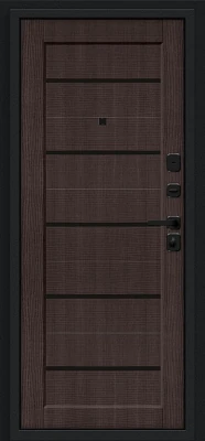Дверь входная Борн/SBlack Bravo R-2 Букле черное/Wenge Melinga правая 2050x960 мм
