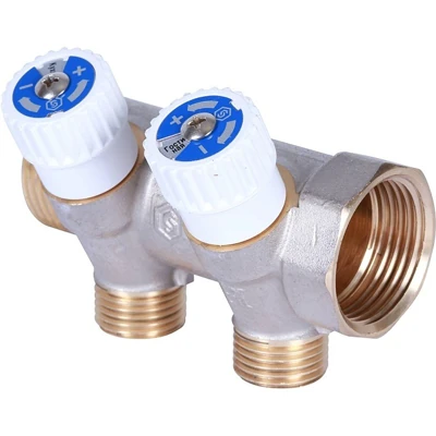 STOUT Коллектор распределительный 3/4", 2 отвода 1/2" плоское уплотнение