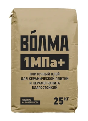 ВОЛМА 1 МПА+ Плиточный клей для керамической плитки и керамогранита 25 кг