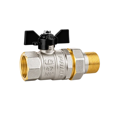 Кран шаровый LD Pride 3/4 Американка ручка-бабочка (бантик), никелированный