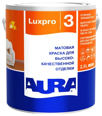 Матовая краска для высококачественной отделки Aura Luxpro 3 Aura Люкспро 3) база TR 2,5 л