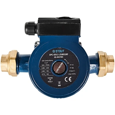 Циркуляционный насос STOUT 25-80/180 220/240V 50Hz с латунными гайками G 1 1/2 x Rp 1