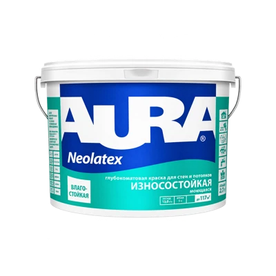 Краска износостойкая Aura Neolatex для стен и потолков, база А, 2,7 л, 4,2 кг