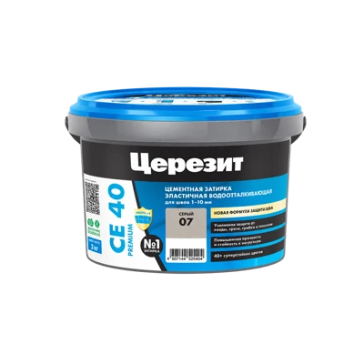 CERESIT ПЛИТКИ Затирка для СЕ 40 PREMIUM цвет No7 СЕРЫЙ для швов 1-10 мм ВЕДРО 2 кг