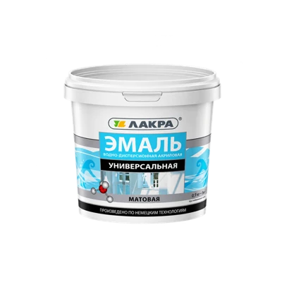 Эмаль акриловая универсальная Лакра белая матовая 0,9 кг