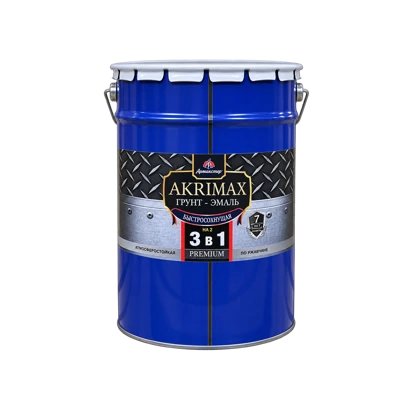 Грунт-эмаль по ржавчине 3 в 1 быстросохнущая матовая Akrimax 25 кг (серая)