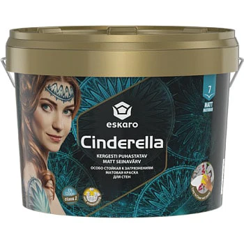 Особо стойкая к загрязнениям матовая краска для стен Eskaro Cinderella (база А - белая) 9 л