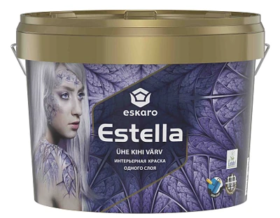 Интерьерная краска одного слоя Eskaro Estella (база А - белая) 2,7 л