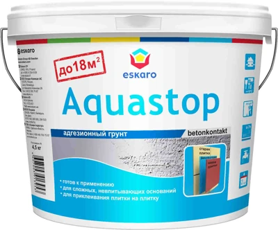 Грунт адгезионный Eskaro Aquastop Contact для невпитывающих поверхностей, 4,5 кг