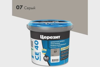 CERESIT ПЛИТКИ Затирка для СЕ 40 PREMIUM цвет No07 СЕРЫЙ для швов 1-10 мм ВЕДРО 1 кг