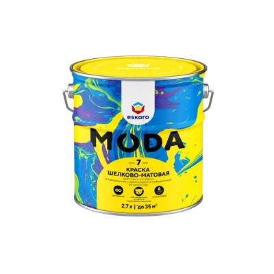 Краска шелково-матовая для стен и потолков Eskaro MODA 7 база А белая 2,7 л