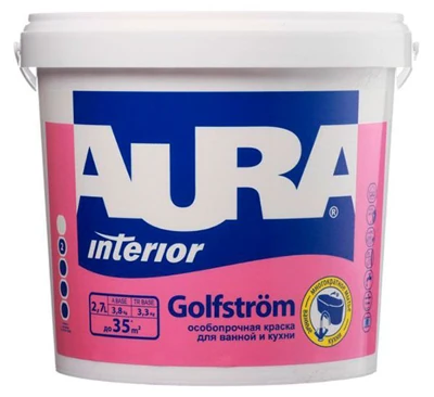 Краска для стен и потолков Aura GOLFSTROM особо прочная 2,7 л