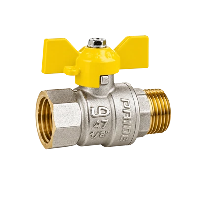Кран шаровый LD Pride газовый 1/2 гш ручка-бабочка (бантик), никелированный