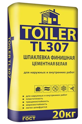 TOILER Шпаклевка финишная цементная TL 307 белая, 20 кг