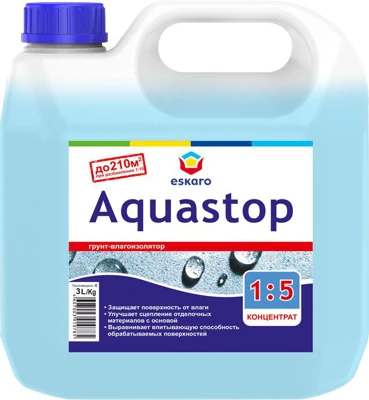 Акриловый грунт-влагоизолятор Eskaro Aquastop, 3 л