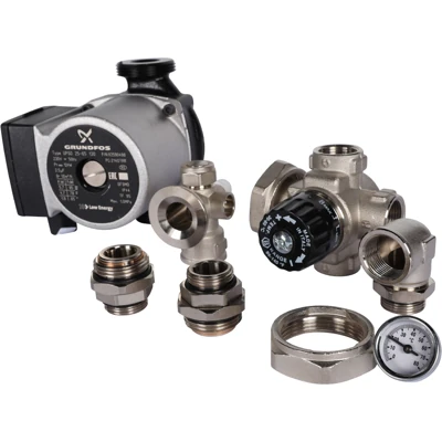 Насосно-смесительный узел STOUT с термостатическим клапаном, с насосом Grundfos UPSO 25-65