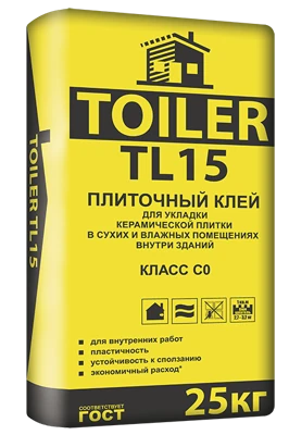 TOILER TL 15 Клей для плитки Высокопрочный, 25 кг