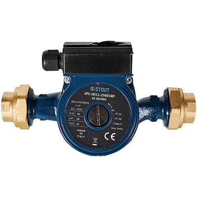 Циркуляционный насос STOUT 25-60/180 220/240V 50Hz с латунными гайками G 1 1/2 x Rp 1