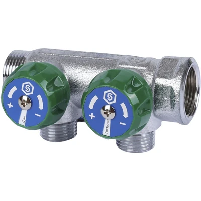 STOUT Коллектор регулирующий 3/4", 2 отвода 1/2" евроконус