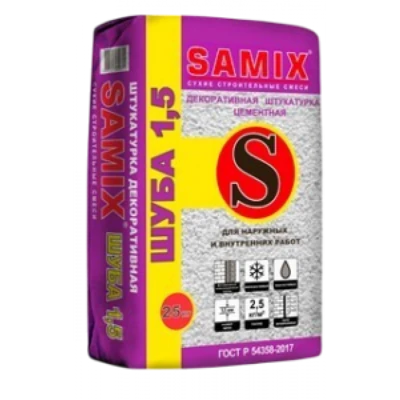 SAMIX ШУБА Декоративная штукатурка « 1,5» белая, 25 кг