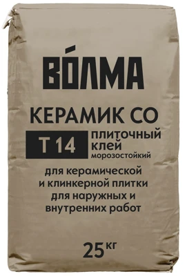ВОЛМА Морозостойкий плиточный клей Керамик Т14 С0 25 кг