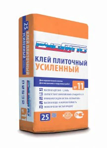 РУСГИПС Клей УСИЛЕННЫЙ No 11 для керамической плитки и керамогранита, 25 кг (60)