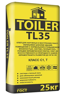 TOILER TL 35 Клей для плитки керамической и керамогранита, 25 кг
