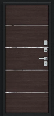 Дверь входная Thermo Лайн/BChrome Thermo-2 Букле черное правая 2050x960 мм Wenge