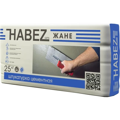 HABEZ ЖАНЕ Штукатурка цементная М20 для внутренних и наружных работ, 25 кг