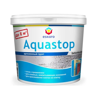 Грунт адгезионный Eskaro Aquastop Contact для невпитывающих поверхностей, 1,5 кг